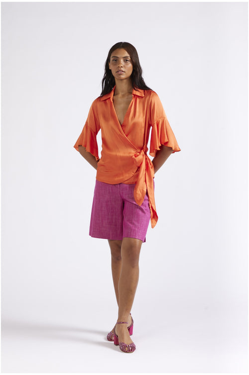 CAMICIA INCROCIATA IN SATIN