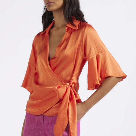 CAMICIA INCROCIATA IN SATIN