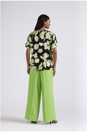 BLUSA MANICA CORTA IN SATIN DI VISCOSASTAMPATA