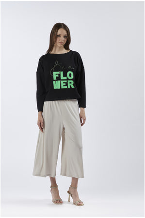 FELPA SCOLLATURA A BARCA BE A FLOWER