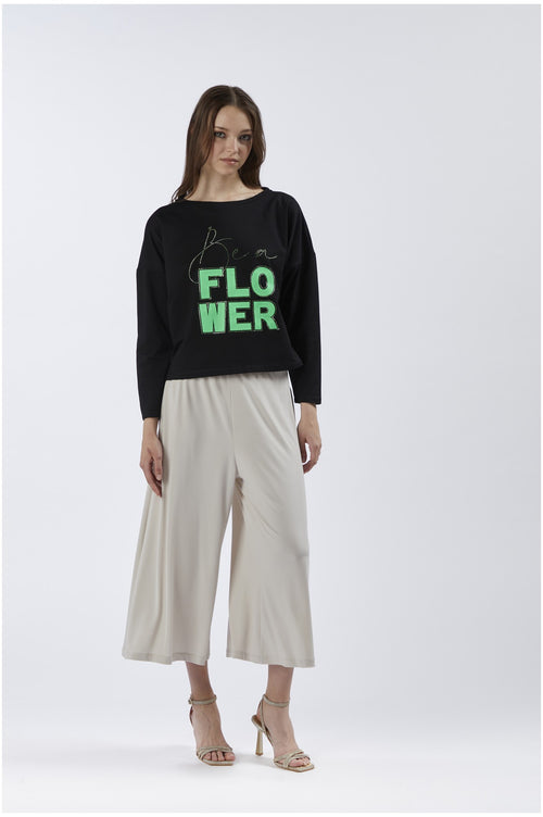 FELPA SCOLLATURA A BARCA BE A FLOWER