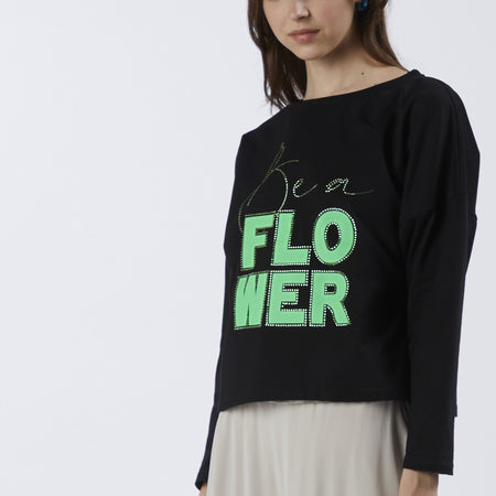 FELPA SCOLLATURA A BARCA BE A FLOWER