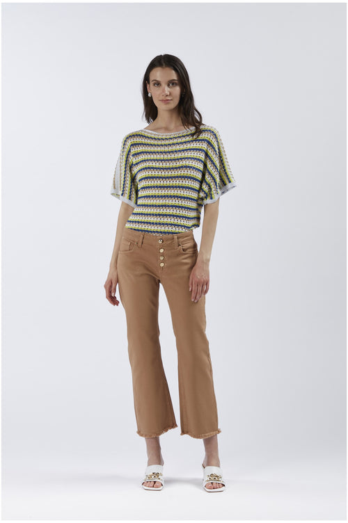 PANTALONE BOOTCUT CROPPED IN BULL DENIM