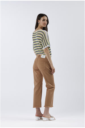 PANTALONE BOOTCUT CROPPED IN BULL DENIM