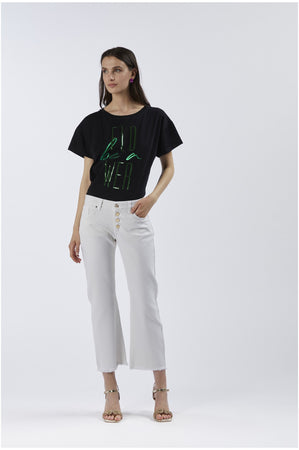 PANTALONE BOOTCUT CROPPED IN BULL DENIM