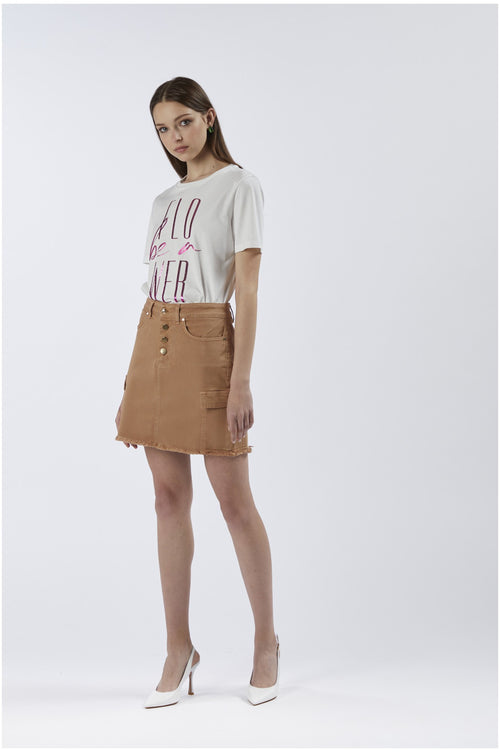 MINIGONNA CON TASCONI IN BULL DENIM