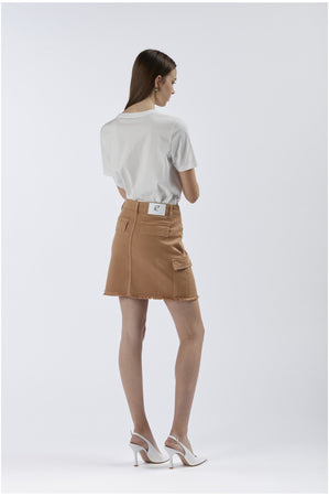 MINIGONNA CON TASCONI IN BULL DENIM