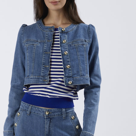 GIACCA DENIM CON COLLO ROTONDO