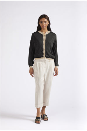 CARDIGAN GIROCOLLO CON LUREX MOTIVO TRAFORO