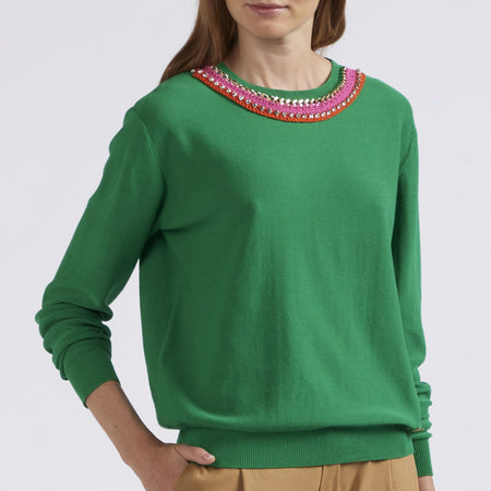 MAGLIA CON PASSAMANERIA ALLO SCOLLO