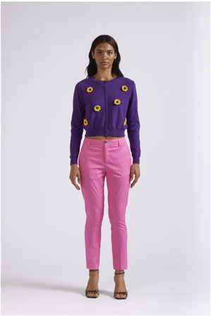 CARDIGAN CON FIORI CROCHET APPLICATI