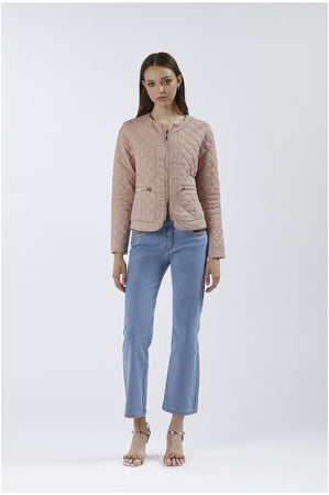 PIUMINO CORTO AVVITATO CON TRAPUNTATURAA ROMBI