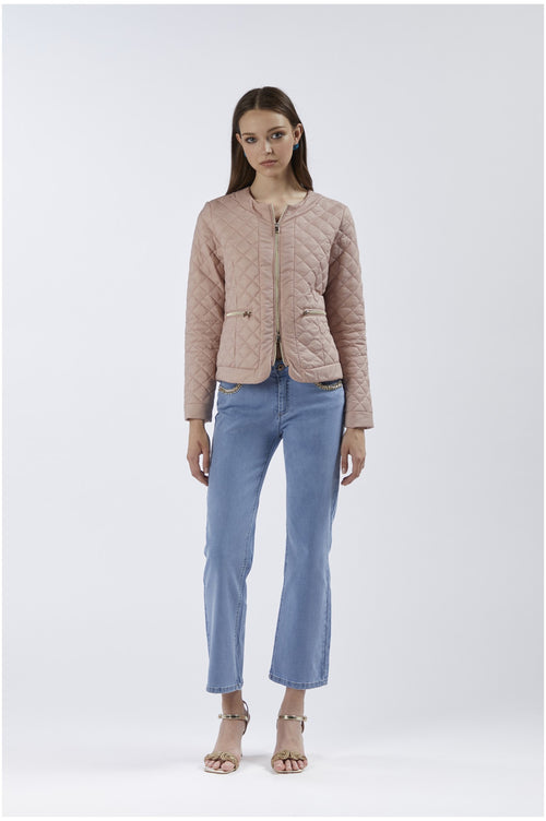 PIUMINO CORTO AVVITATO CON TRAPUNTATURAA ROMBI