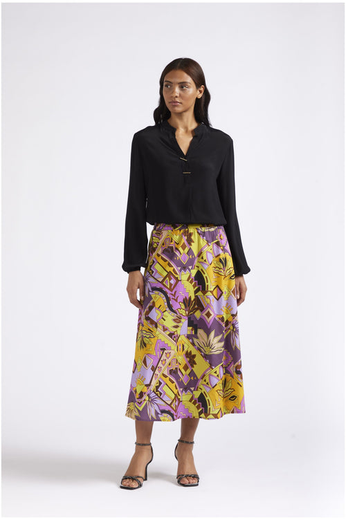 GONNA CON ELASTICO IN POPELINE STAMPATO