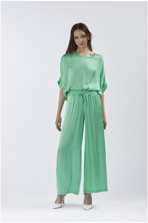PANTALONI PALAZZO IN SATIN