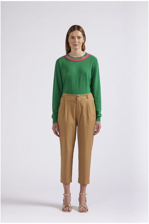 PANTALONE CHINO CON PINCES IN GABARDINADI COTONE