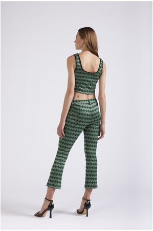 PANTALONE CROPPED FLARE TESSUTO JACQUARD