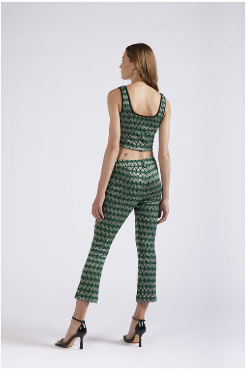 PANTALONE CROPPED FLARE TESSUTO JACQUARD