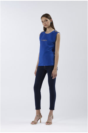 TSHIRT SMANICATA CON BOTTONI E STAMPA LOGO