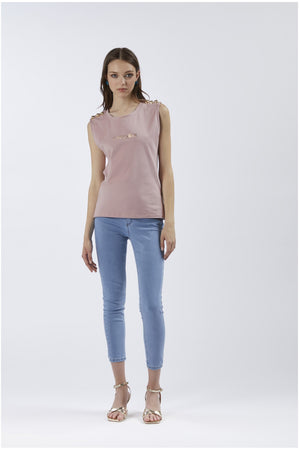 TSHIRT SMANICATA CON BOTTONI E STAMPA LOGO