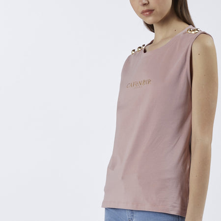 TSHIRT SMANICATA CON BOTTONI E STAMPA LOGO