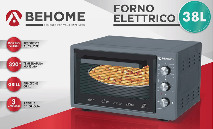 Behome Forno Elettrico 38 litri Ventilato