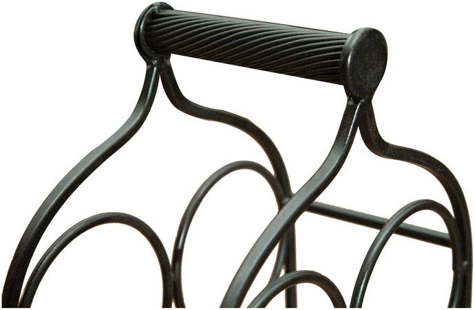 Biscottini Porta bottiglie in ferro battuto finitura nera anticata