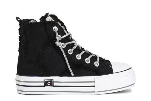 SNEAKER MID IN CANVASS CON LACCI STRASS