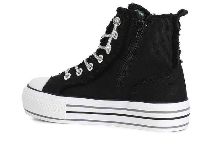 SNEAKER MID IN CANVASS CON LACCI STRASS