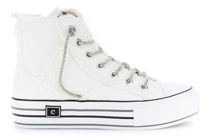 SNEAKER MID IN CANVASS CON LACCI STRASS