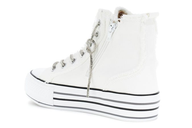 SNEAKER MID IN CANVASS CON LACCI STRASS