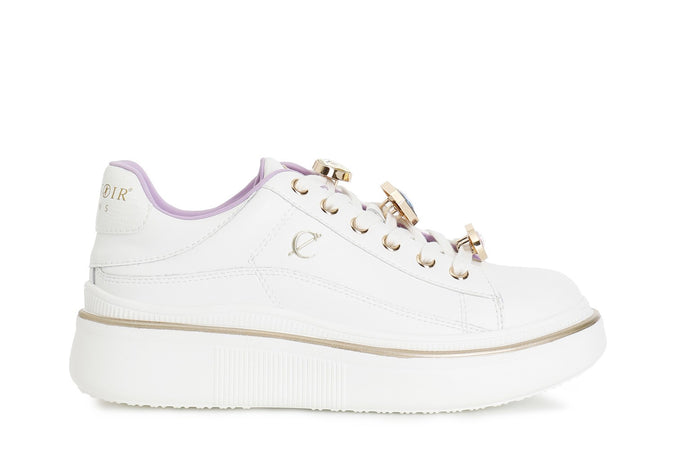 SNEAKER IN PELLE CON ACCESSORI STRASS
