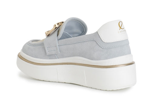 MOCASSINO IN PELLE SCAMOSCIATA ACCESSORIO SMALTATO