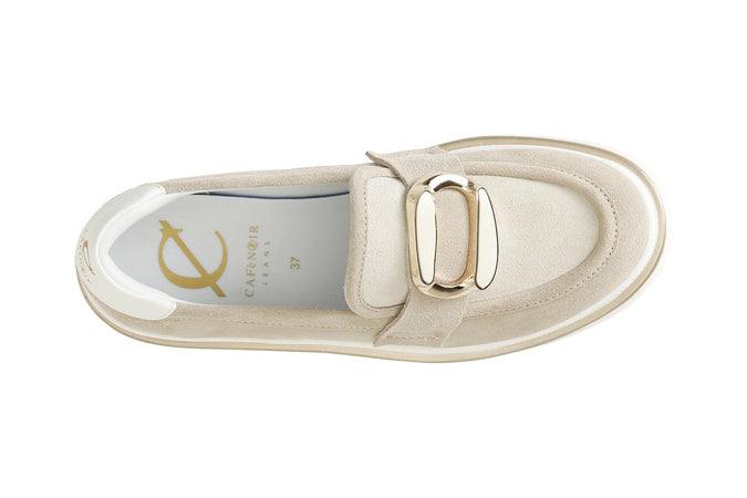 MOCASSINO IN PELLE SCAMOSCIATA ACCESSORIO SMALTATO