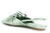 BALLERINA APERTA DIETRO IN PELLE LAMINATA CON BORCHIE E STRASS