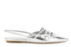 BALLERINA APERTA DIETRO IN PELLE LAMINATA CON BORCHIE E STRASS
