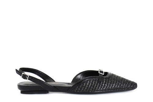 BALLERINA CON LACCIO DIETRO IN PAGLIA INTRECCIATA