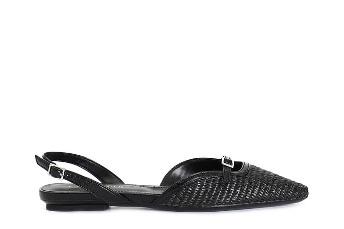 BALLERINA CON LACCIO DIETRO IN PAGLIA INTRECCIATA