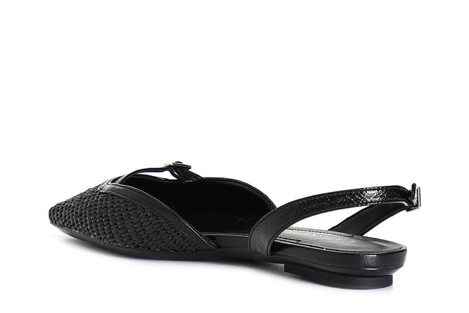 BALLERINA CON LACCIO DIETRO IN PAGLIA INTRECCIATA