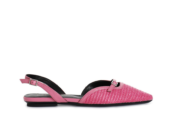 BALLERINA CON LACCIO DIETRO IN PAGLIA INTRECCIATA