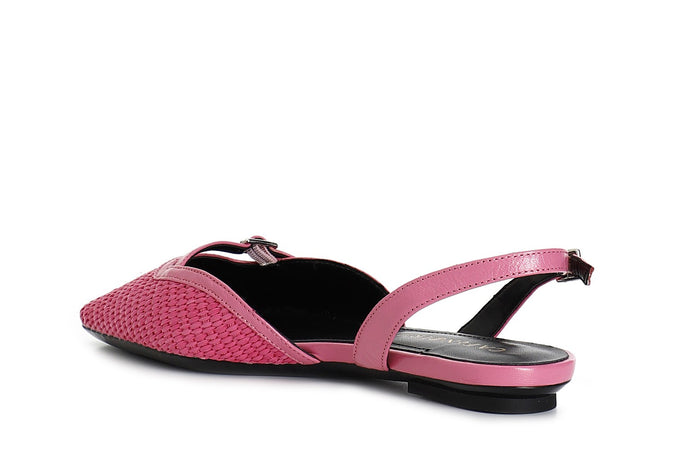 BALLERINA CON LACCIO DIETRO IN PAGLIA INTRECCIATA