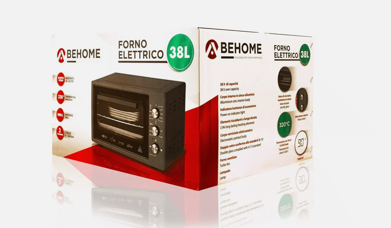 Behome Forno Elettrico 38 litri Ventilato