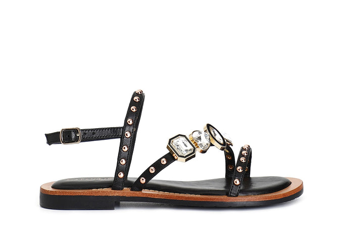 SANDALO ASIMMETRICO IN NAPPA CON ACCESSORIO