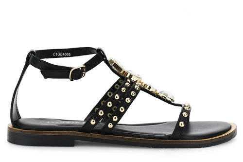 SANDALO A T IN NAPPA CON ACCESSORIO