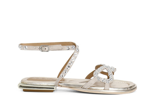 SANDALO GILDA IN CAMOSCIO CON STRASS