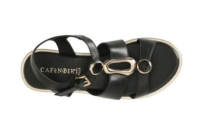 SANDALO IN PELLE CON FIBBIA E TRIPLO ACCESSORIO