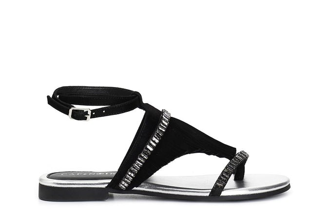 INFRADITO IN CAMOSCIO CON FRANGE E CATENA STRASS