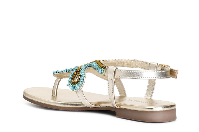 SANDALO INFRADITO CON RICAMO E APPLICAZIONI