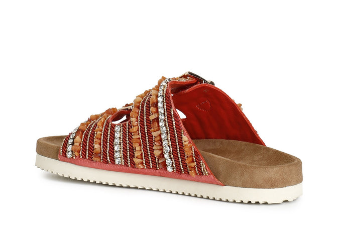 CIABATTA DOPPIA FIBBIA CON RICAMI