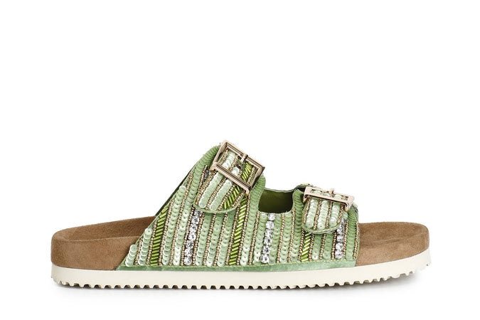 CIABATTA DOPPIA FIBBIA CON RICAMI